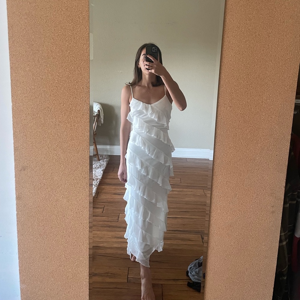 Lulus White Ruffle Dress